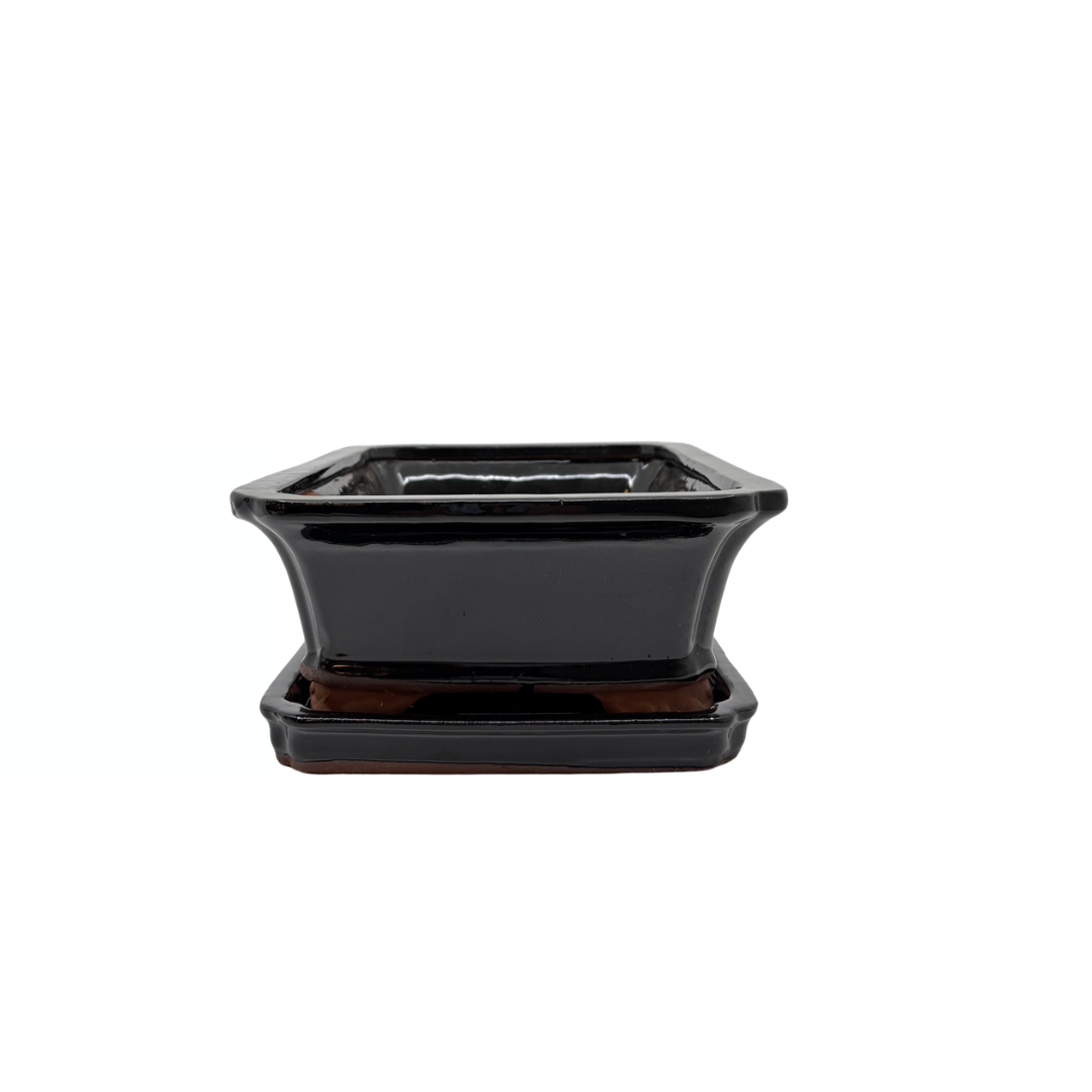 Bonsai pot zwart rechthoek 21cm - set