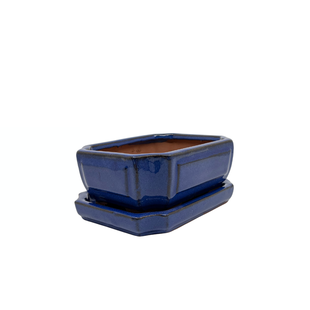 Bonsai pot blauw rechthoek 15cm - set