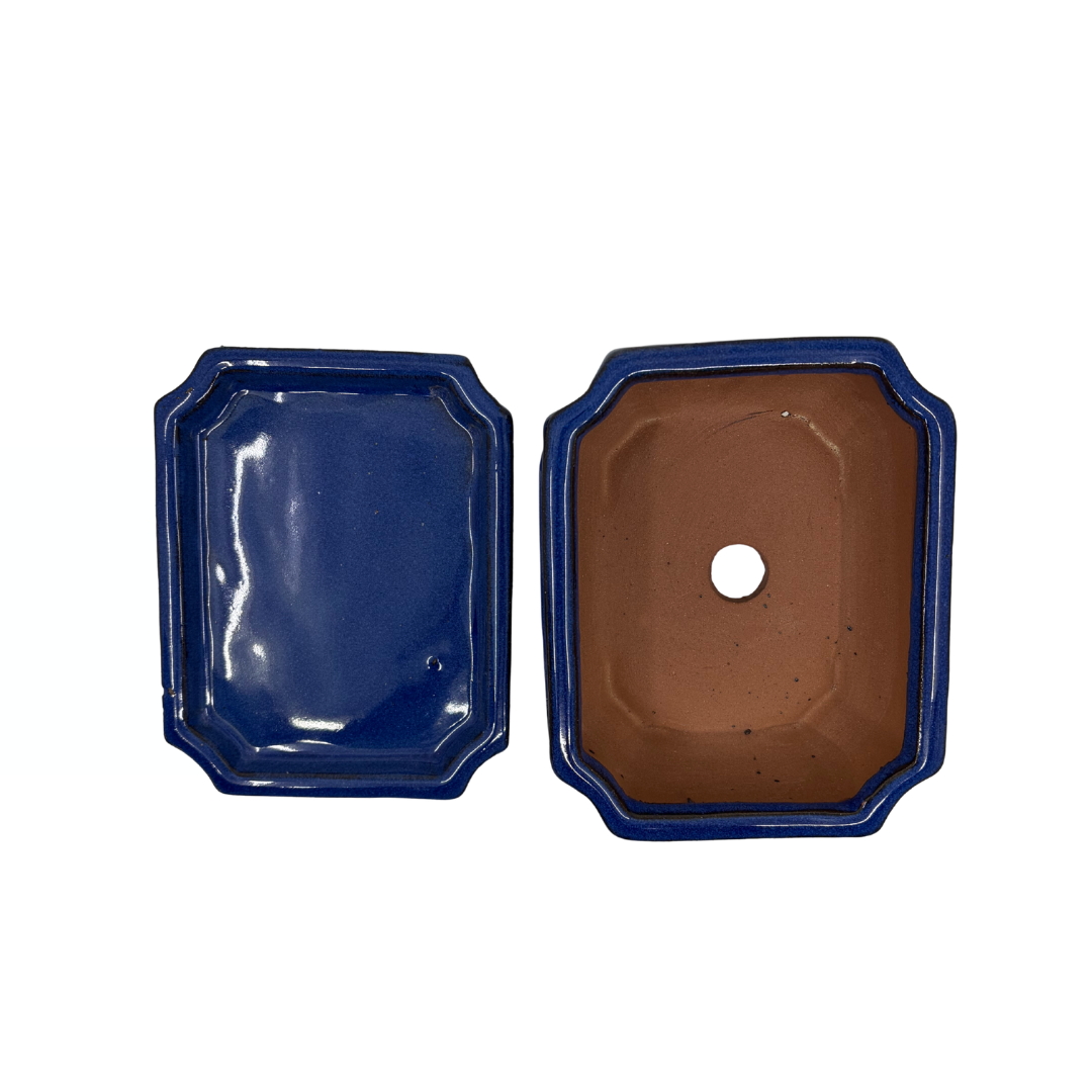 Bonsai pot blauw rechthoek 15cm - set