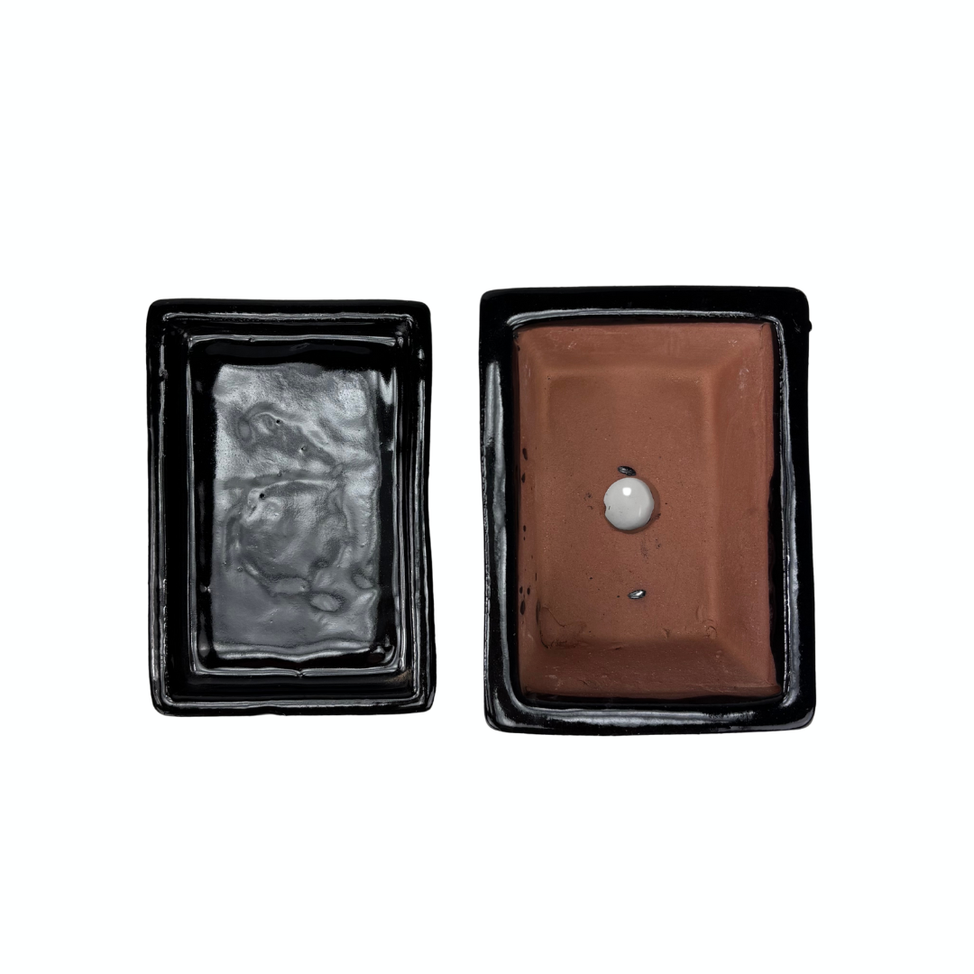 Bonsai pot zwart rechthoek 14cm - set