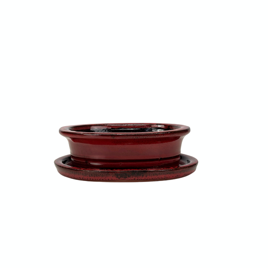 Bonsai pot rood ovaal 16cm - set