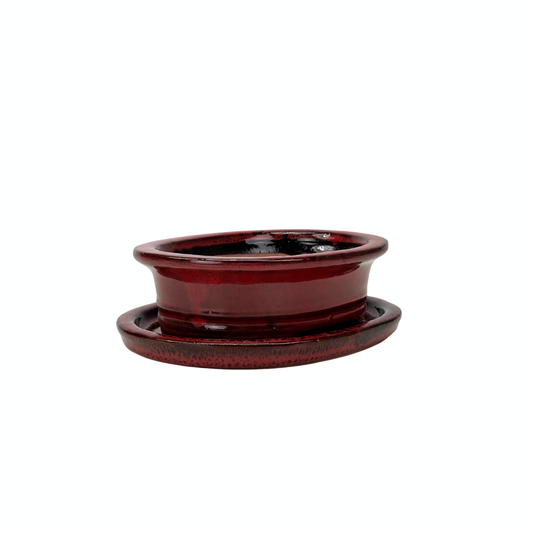 Bonsai pot rood ovaal 16cm - set