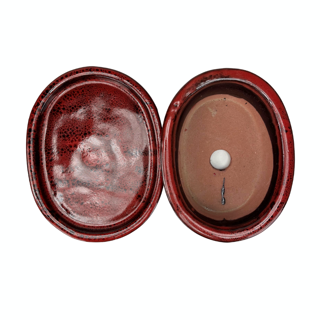 Bonsai pot rood ovaal 16cm - set
