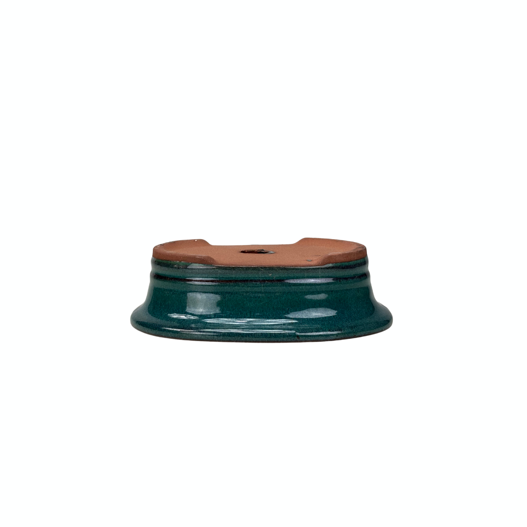 Bonsai pot groen ovaal met rand 16cm - set