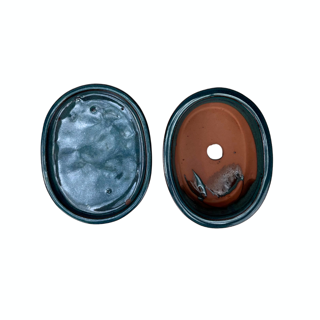 Bonsai pot groen ovaal 16cm - set