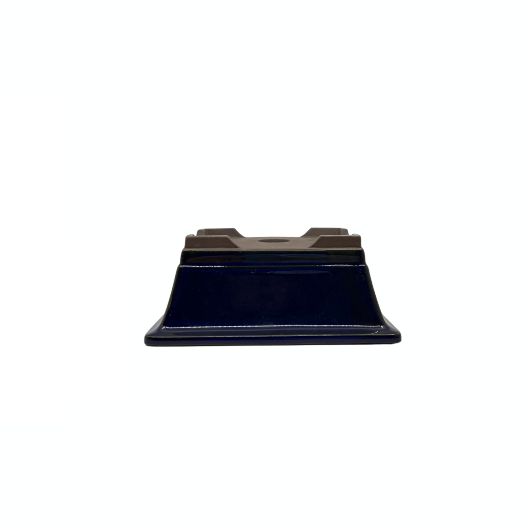 Bonsai pot set - rechthoekig, geglazuurd, blauw (14cm breed)