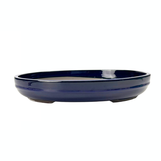Bonsai pot - ovaal, geglazuurd, blauw (41cm breed)