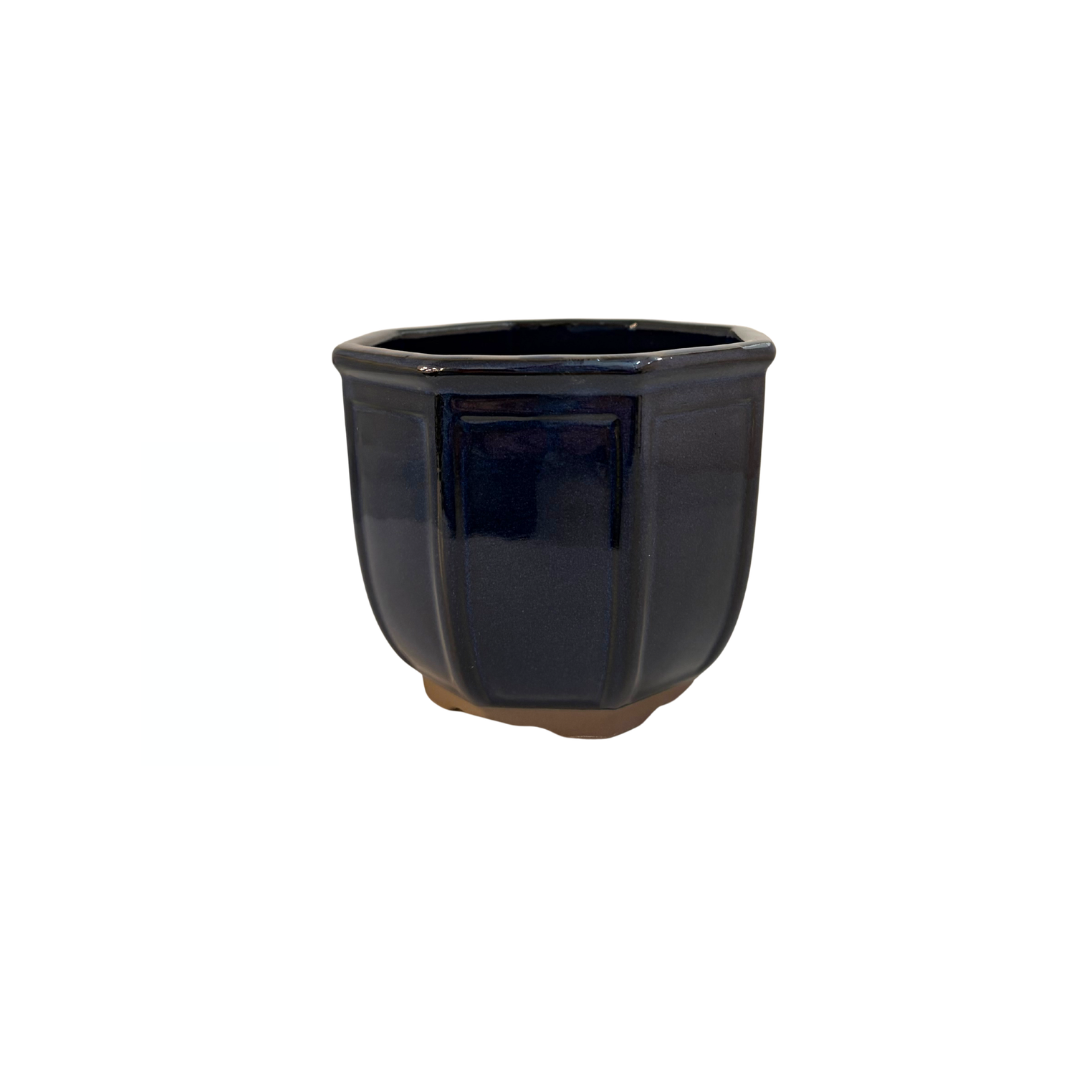 Bonsai pot achthoek cascade donkerblauw 12cm