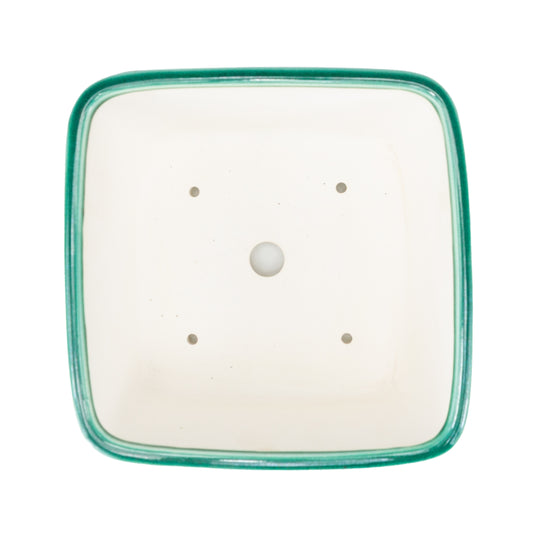 Bonsai Yixing pot groen draak vierkant 21cm