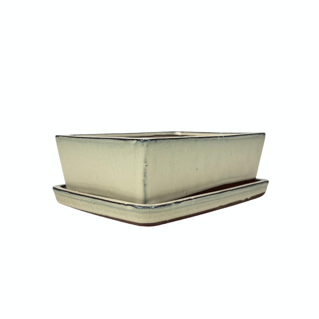 Bonsai pot creme rechthoek 25cm - set