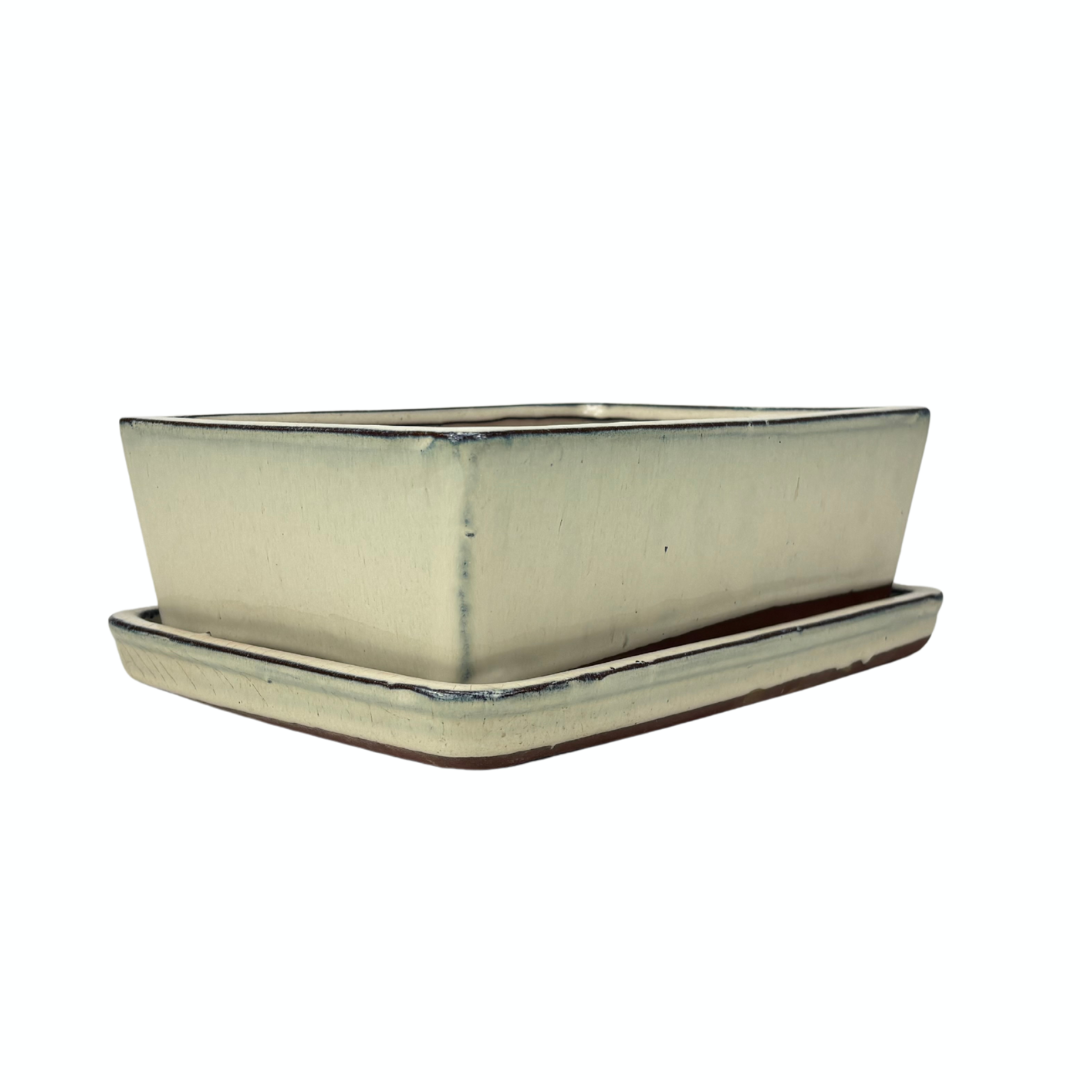 Bonsai pot creme rechthoek 30cm - set