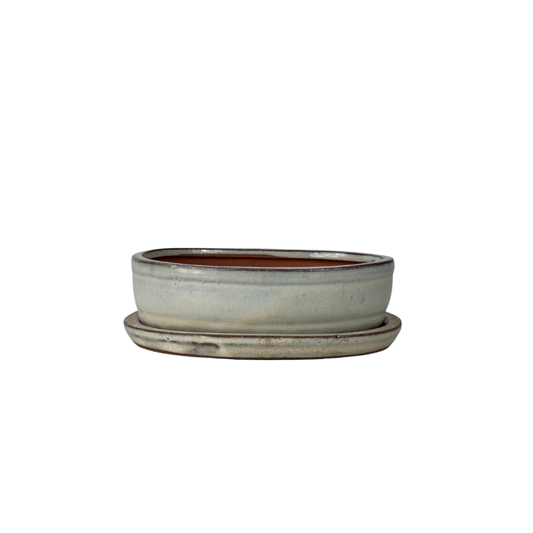 Bonsai pot creme ovaal 16cm - set