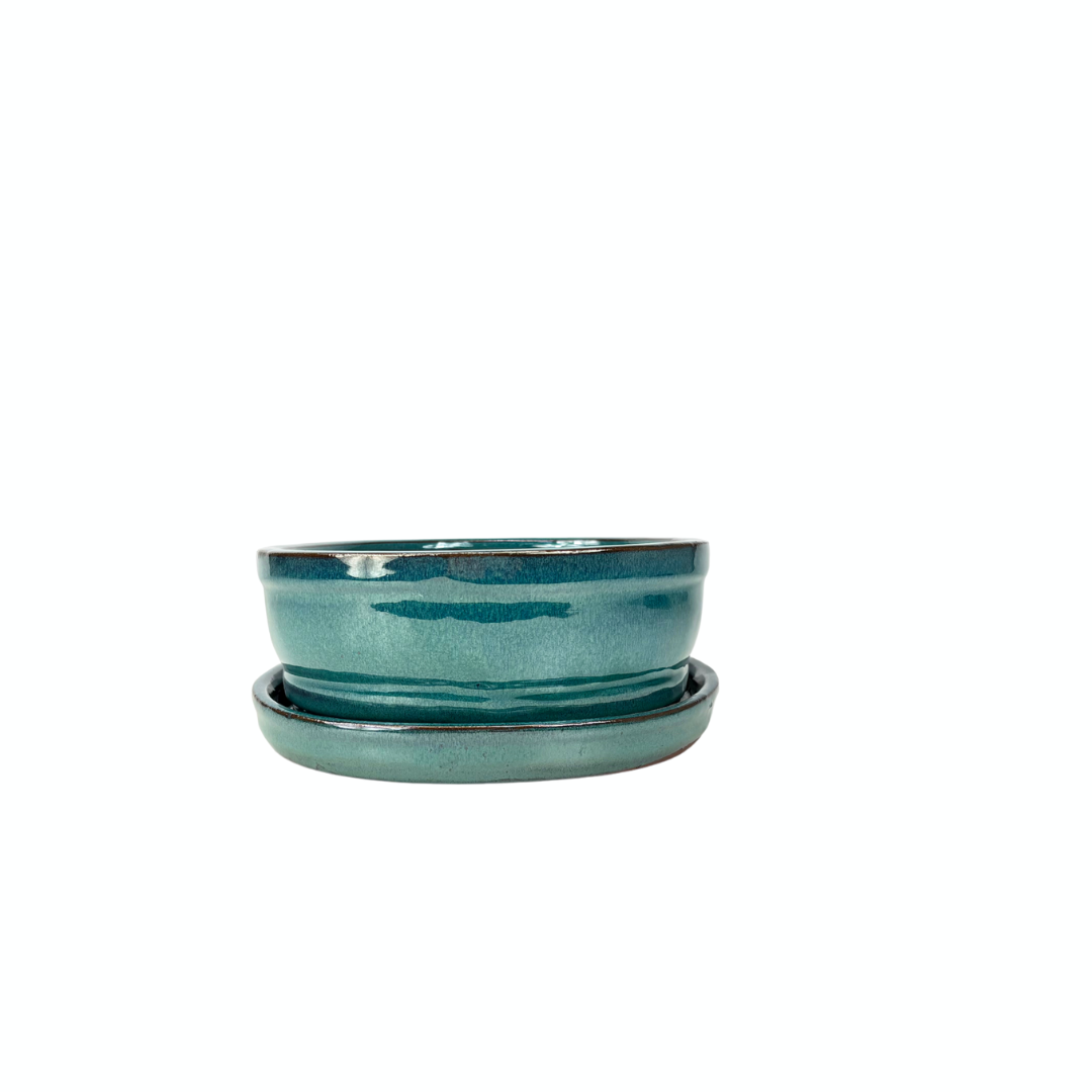 Bonsai pot groen ovaal 16cm - set