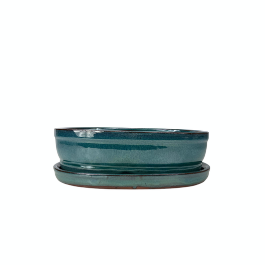 Bonsai pot groen ovaal 16cm - set