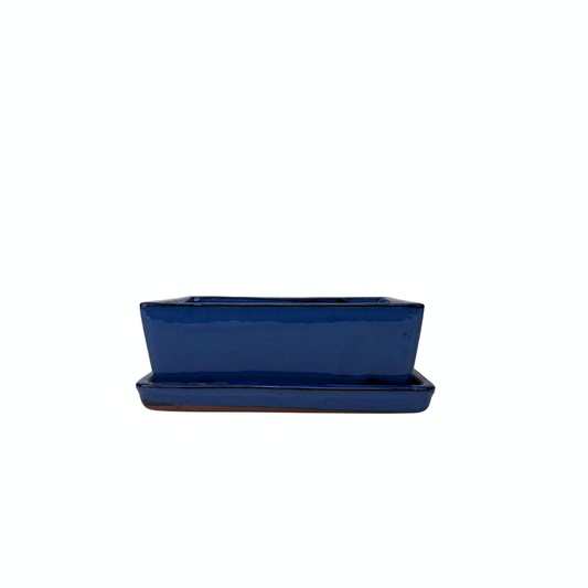 Bonsai pot blauw rechthoek 15cm - set