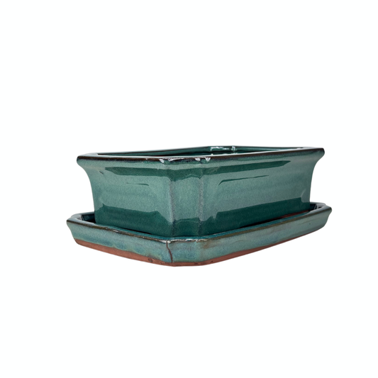 Bonsai pot groen rechthoek 25cm - set
