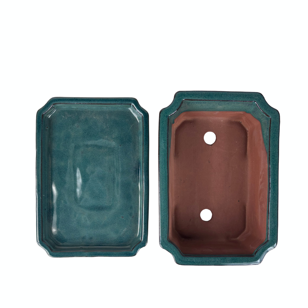 Bonsai pot groen rechthoek 25cm - set