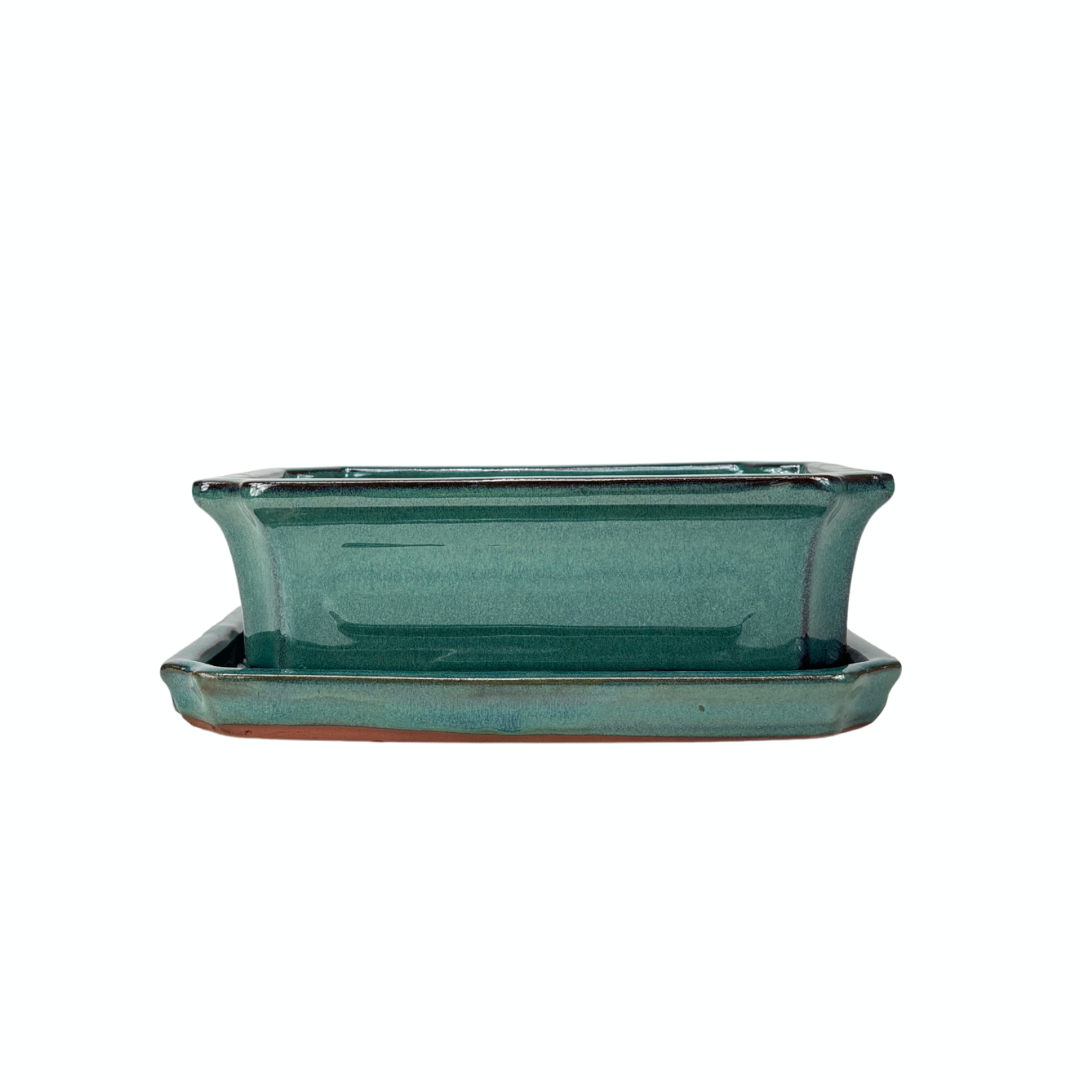 Bonsai pot groen rechthoek 25cm - set