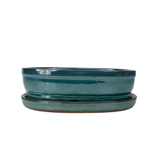 Bonsai pot groen ovaal 27cm - set