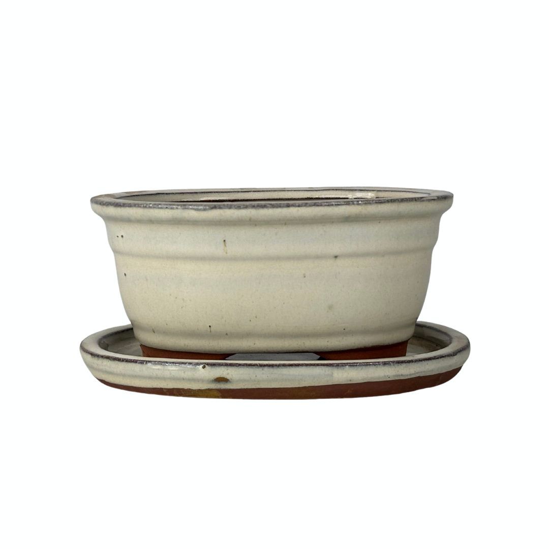 Bonsai pot creme ovaal 31cm - set