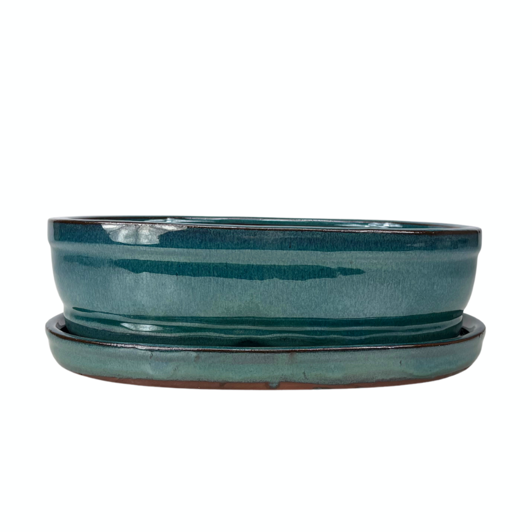 Bonsai pot groen ovaal 31cm - set