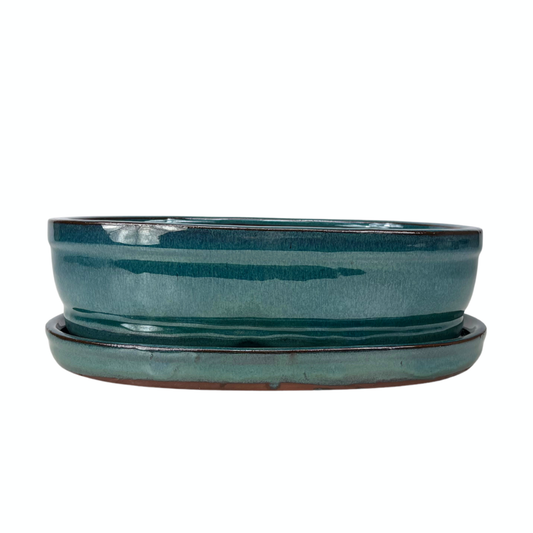 Bonsai pot groen ovaal 31cm - set