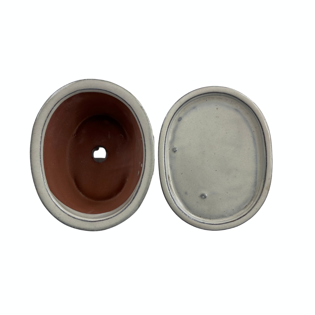 Bonsai pot creme ovaal 16cm - set