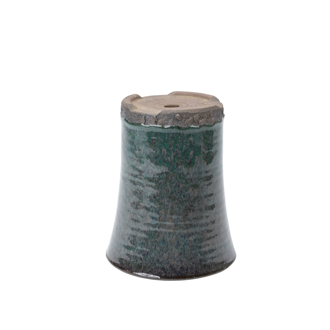 Bonsai pot groen bruin rond cascade 15cm, hoogte 18.5cm